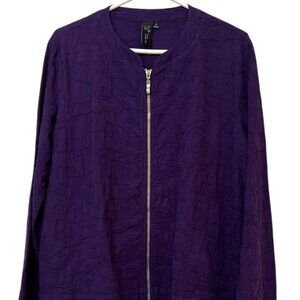 FOCUS CASUAL LIFE Purple Jacket NWT Full Zip Size M Textured Long Sleeve New